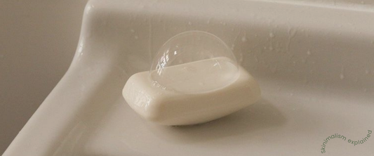 A soap bar on top of a bathroom sink